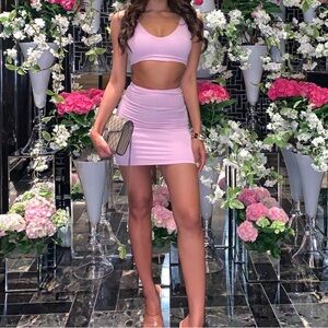 Oh Polly Lilac Two-Piece Crop Top & Mini Skirt Set